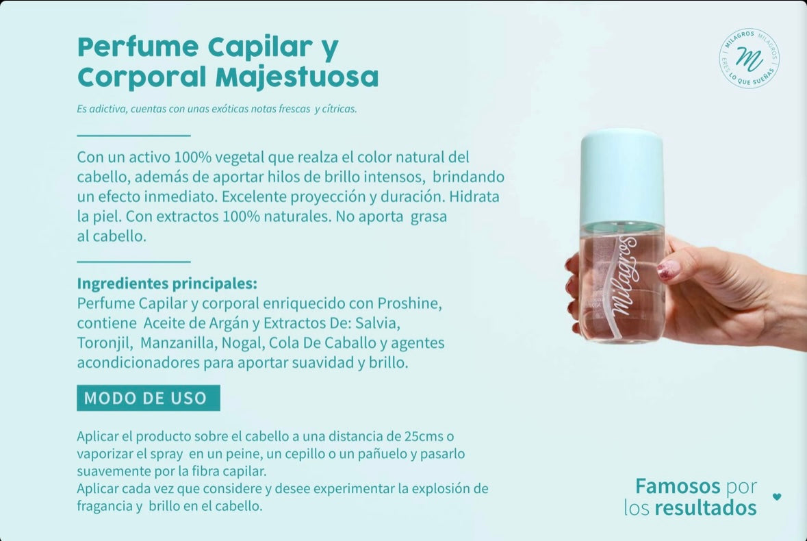 Perfume capilar majestuosa Milagros